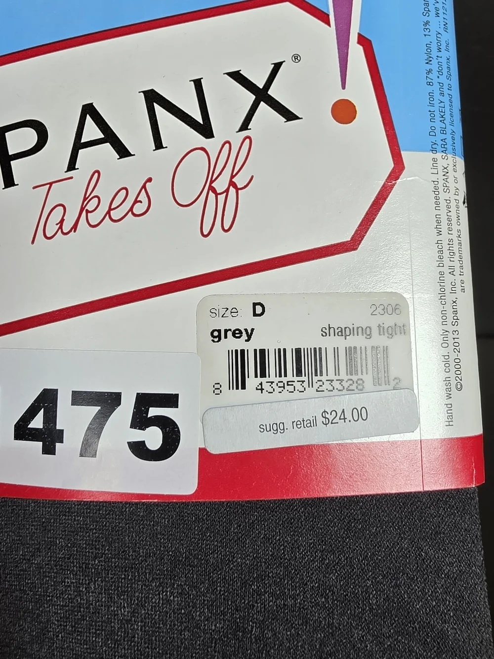 SPANX Takes Off Shaping Tights  in Grey Size D